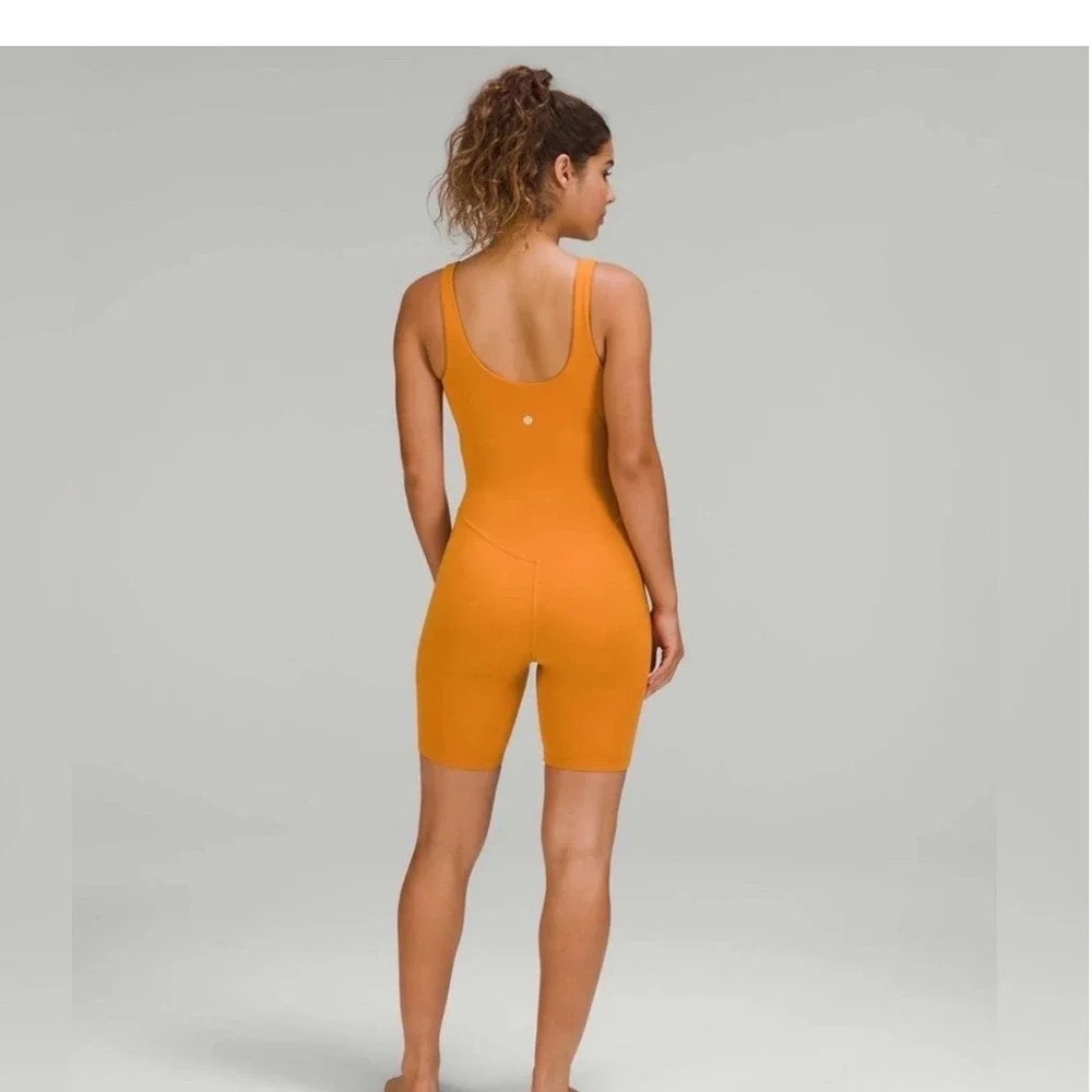 Lululemon Align‎ Bodysuit Shorts Romper Orange Yoga Pilates Athleisure 4